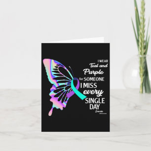 I Wear Teal And Purple Suicide Prevention Awarenes Card
