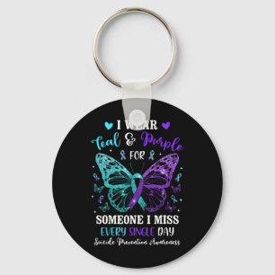 I Wear Teal And Purple Suicide Prevention Awarenes Key Ring