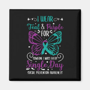 I Wear Teal And Purple Suicide Prevention Awarenes Magnet