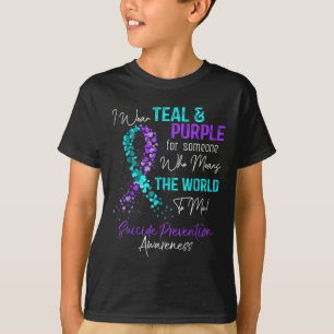 I Wear Teal And Purple Suicide Prevention Awarenes T-Shirt