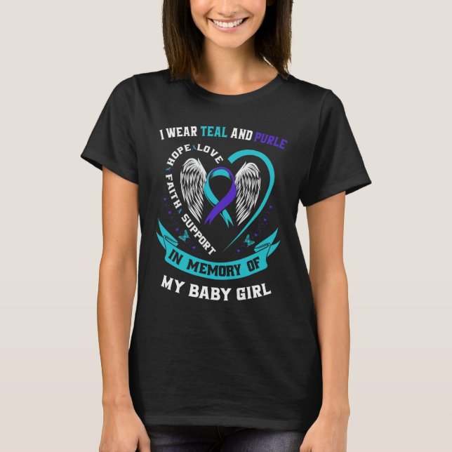 I Wear Teal and Purple Suicide Prevention T-Shirt (Front)