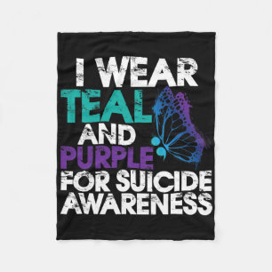 I Wear Teal And Purple Support Suicide Awareness 1 Fleece Blanket