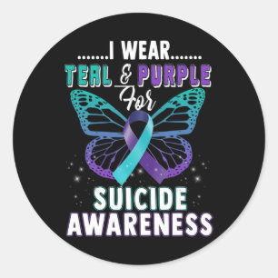 I Wear Teal and Purple Support Suicide Awareness  Classic Round Sticker