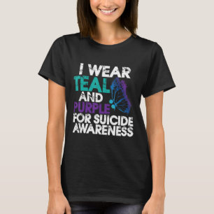 I Wear Teal and Purple Support Suicide Awareness T-Shirt