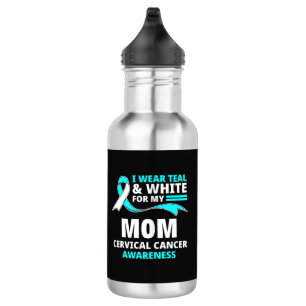 I Wear Teal And White My Mum Cervical Cancer 532 Ml Water Bottle