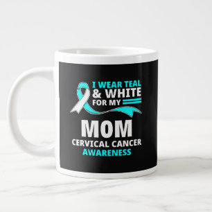 I Wear Teal And White My Mum Cervical Cancer  Large Coffee Mug