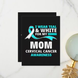 I Wear Teal And White My Mum Cervical Cancer Thank You Card