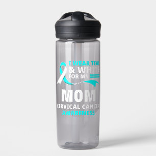 I Wear Teal And White My Mum Cervical Cancer Water Bottle