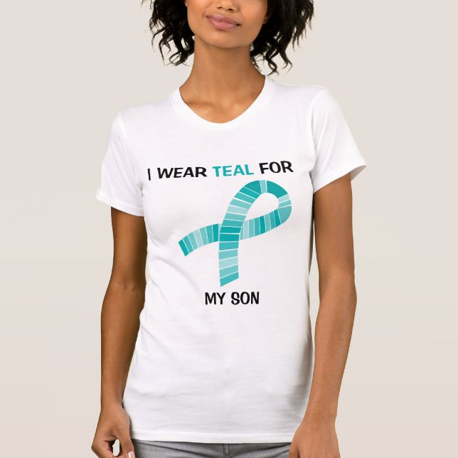 I wear Teal For Food Allergy Awareness Teal Ribbon T-Shirt (Front)