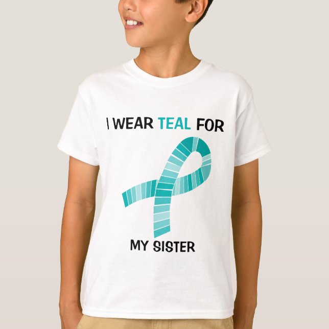I wear Teal For Food Allergy Awareness Teal Ribbon T-Shirt (Front)