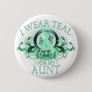 I Wear Teal for my Aunt (floral).png 6 Cm Round Badge