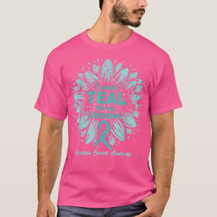I Wear Teal For My Grandma Teal Sunflower Ovarian T-Shirt