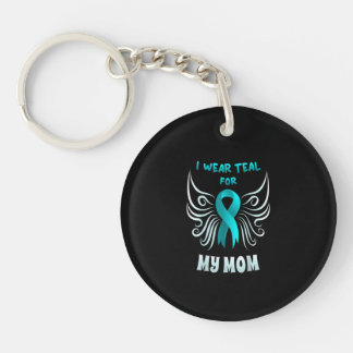 I Wear Teal For My Mum Teal Ribbon Butterfly Key Ring