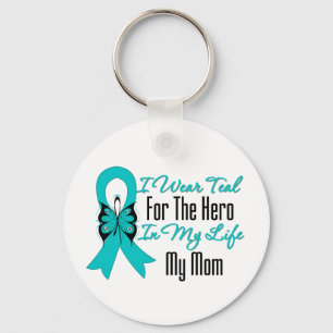 I Wear Teal For The Hero in My Life...My Mom Key Ring