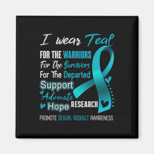 I Wear Teal For Ual Ault Awareness Comfort Colours Magnet