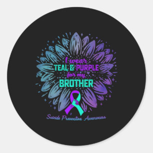 I Wear Teal Purple For Brother Suicide Prevention  Classic Round Sticker