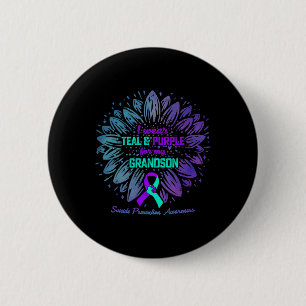 I Wear Teal Purple For Grandson Suicide Prevention 6 Cm Round Badge