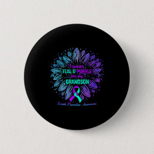 I Wear Teal Purple For Grandson Suicide Prevention 6 Cm Round Badge