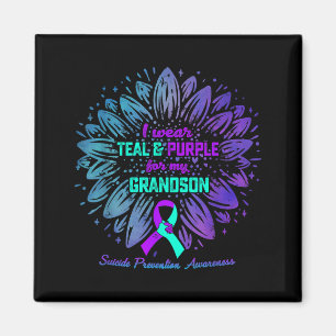 I Wear Teal Purple For Grandson Suicide Prevention Magnet