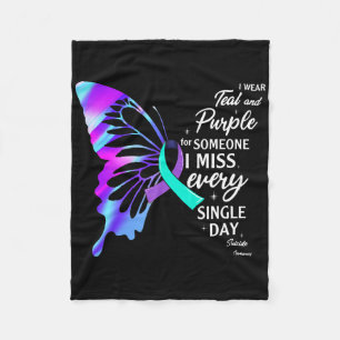 I Wear Teal Purple For Memorial Suicide Prevention Fleece Blanket