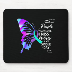 I Wear Teal Purple For Memorial Suicide Prevention Mouse Pad
