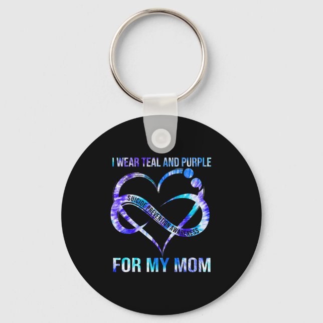 I Wear Teal Purple For Mum Suicide Prevention Awar Key Ring (Front)