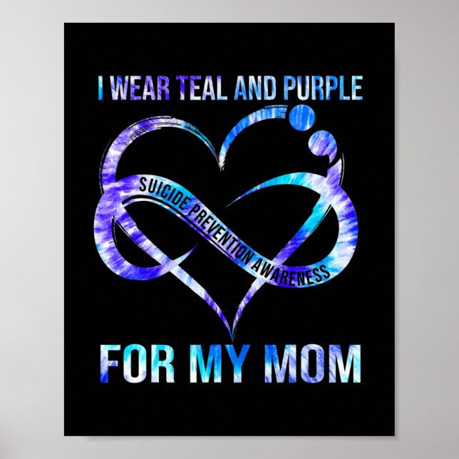 I Wear Teal Purple For Mum Suicide Prevention Awar Poster (Front)