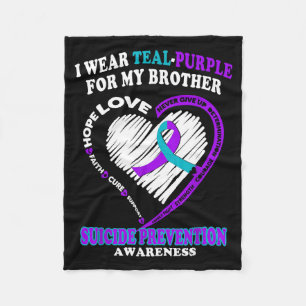 I Wear Teal Purple For My Brother  Fleece Blanket