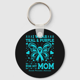 I Wear Teal Purple For My Mum Design Key Ring