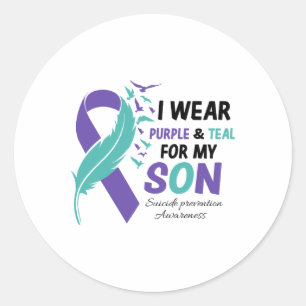 I Wear Teal Purple For My Son Suicide Prevention A Classic Round Sticker