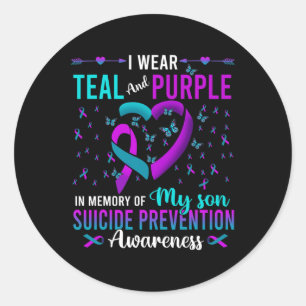 I Wear Teal Purple For My Son Suicide Prevention A Classic Round Sticker