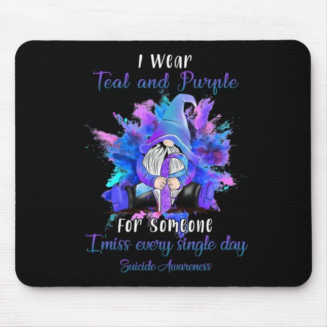 I Wear Teal Purple For Someone Gnome Suicide Aware Mouse Pad (Front)