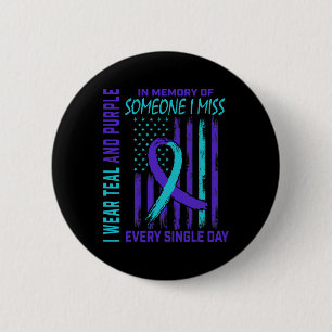 I Wear Teal Purple For Someone I Miss Suicide Awar 6 Cm Round Badge