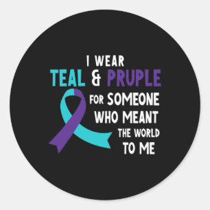 I Wear Teal Purple For Someone Suicide Prevention  Classic Round Sticker