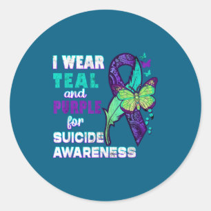 I Wear Teal Purple For Suicide Awareness You Women Classic Round Sticker