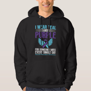 I Wear Teal & Purple For Suicide Prevention Awaren Hoodie