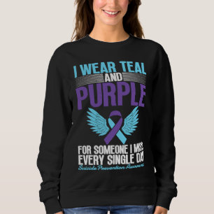 I Wear Teal & Purple For Suicide Prevention Awaren Sweatshirt