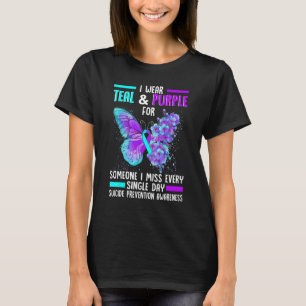 I Wear Teal & Purple For Suicide Prevention Awaren T-Shirt