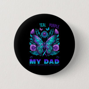 I Wear Teal Purple In Memory Of My Dad Suicide Awa 6 Cm Round Badge