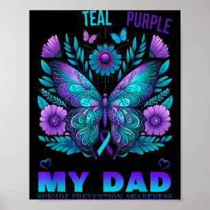 I Wear Teal Purple In Memory Of My Dad Suicide Awa Poster
