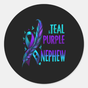 I Wear Teal Purple In Memory Of My Nephew Suicide Classic Round Sticker
