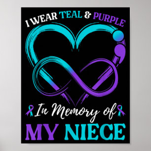 I Wear Teal Purple In Memory Of My Niece Poster
