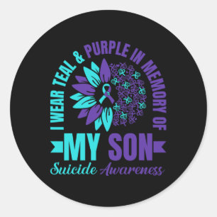 I Wear Teal Purple In Memory Of My Son Suicide Awa Classic Round Sticker