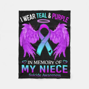 I Wear Teal Purple In Memory Of Niece Suicide Awar Fleece Blanket