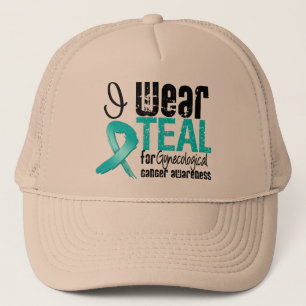 I Wear Teal Ribbon Gynecological Cancer Awareness Trucker Hat