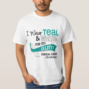 I Wear Teal White 42 Aunt Cervical Cancer T-Shirt