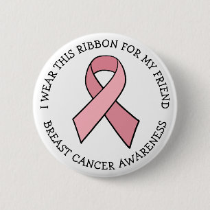 I Wear this Ribbon for my Friend Pink   6 Cm Round Badge