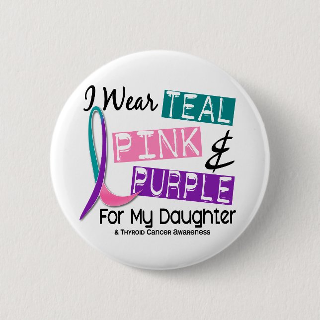 I Wear Thyroid Cancer Ribbon For My Daughter 37 6 Cm Round Badge (Front)