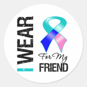I Wear Thyroid Cancer Ribbon For My Friend Classic Round Sticker