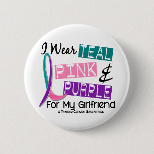 I Wear Thyroid Cancer Ribbon For My Girlfriend 37 6 Cm Round Badge